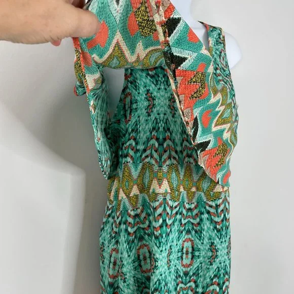 Altar'd State Dress M Aqua Coral Southwest Aztec Flowy Comfortable Maxi Long - Picture 5 of 13